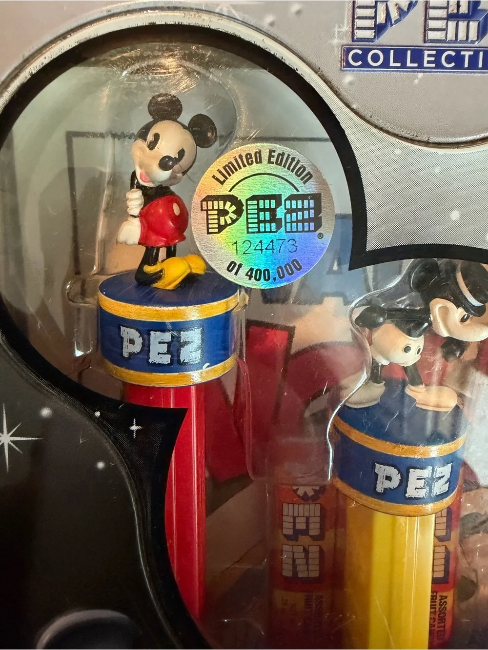 Disney PEZ Mickey 80 Years Collectible Dispenser Set - Black, Red, Yellow, Blue